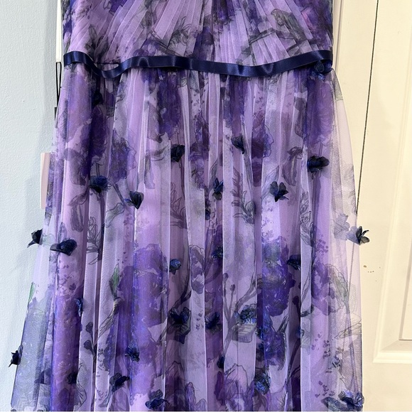 NWT Marchesa Notte Evening Gown Floral Applique Maxi 14 - Picture 7 of 13